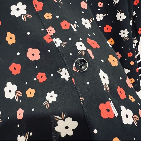 Cabi Women's Cheerful Blouse Sz. Large Floral Print and Striped Cuffs Style 3957 - Picture 8 of 13